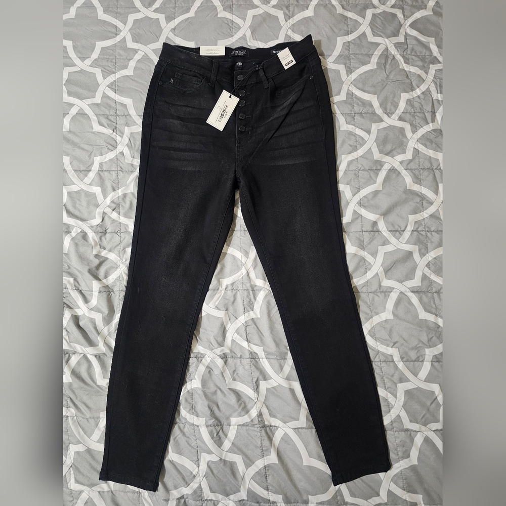 Judy Blue Black Button Fly Jeans,Skinny Fit, 11/30, 12, NWT JB82316